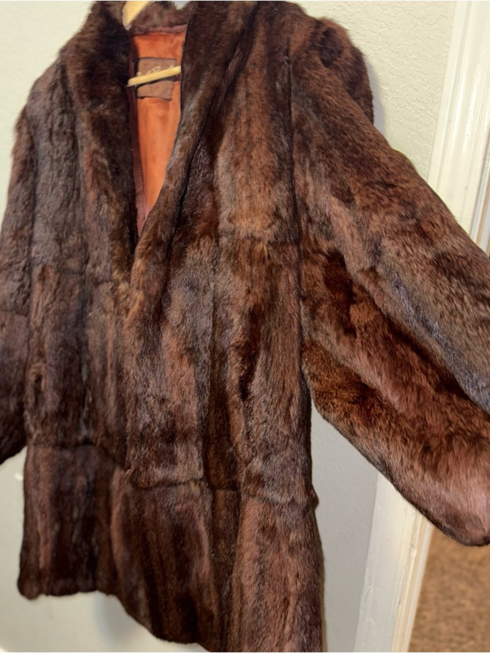 Vintage Mink Fur Coat Real Fur Brown Carol Brent 60s Mid Length Classic Coat - Picture 6 of 16